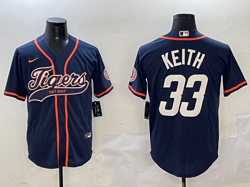 Men Detroit Tigers #33 Keith Blue Jointly Name 2025 Nike MLB Jersey style 1->detroit tigers->MLB Jersey